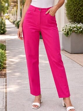 NWT- Hot Pink high-waisted Straight Leg Pants/ trousers Size 6